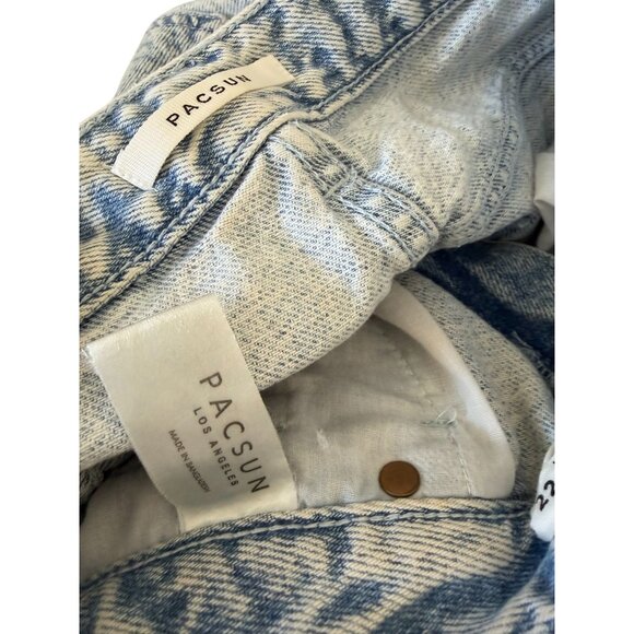 PACSUN Light Wash Distressed High Rise Denim Shorts Size 22 - Picture 7 of 8
